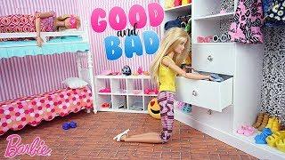 Mauvaise Barbie & Bonne Barbie Chambre Routine du matin | Good & Bad Barbie dolls Morning Routine