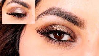 Easy Brown and Silver Halo Eye makeup tutorial - Beginner Friendly