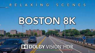 Driving 3 hours Boston 8K Dolby Vision HDR - South Boston to Harvard University