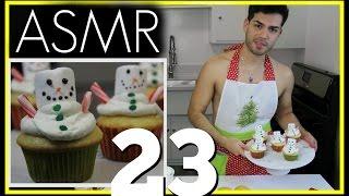 ASMR - Snowmen Cupcakes | Holiday Tingles 23