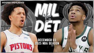 Milwaukee Bucks vs Detroit Pistons Full Game Highlights | Dec 3 | 2025 NBA Season