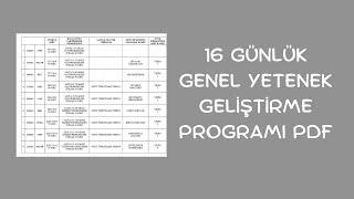 16 GÜNLÜK KPSS GENEL YETENEK PROGRAMI