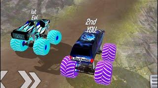 Monster Jam Fire & Ice WATER SLIDE RACE (ft.Hot Wheels Monster Trucks BIG RIG)