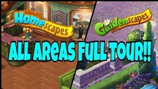 HOMESCAPES / GARDENSCAPES iOS / Android Gameplay Walkthrough All Area's Restored Full Overview Tour