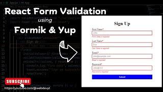 React Form Validation using Formik and Yup | React tutorial #coding #react #learnreact