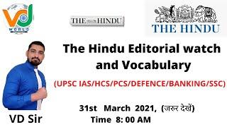 The Hindu Editorial watch and vocabulary 31st march