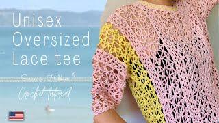 [ Susanna's crochet ] Unisex Oversized Lace Tee  *One size fits all  *Speedy project