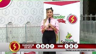 Sorteo LOTERIA SANTANDER 22 de  septiembre 2023