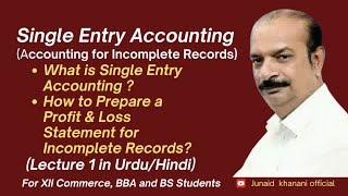 Single Entry Accounting (Lecture 1 in Urdu/Hindi): Profit & Loss Statement for Incomplete Records