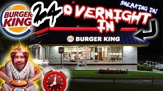 (LOCKED IN) 24 HOUR OVERNIGHT CHALLENGE AT BURGER KING // SLEEPING IN BURGER KING FORT! ⏰