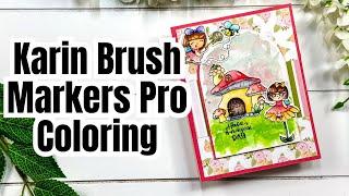 Magical Day Card Coloring w/ Karin Brush Markers Pro! (2024)