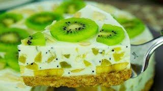 Un tort absolut delicios,fără coacere și sărac în calorii!Tort de iaurt cu kiwi și banane| SavurosTV