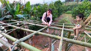 Single mom :  Unhappy marriage, single mother and daughter build bamboo house in the forest