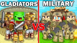 Mikey GLADIATOR vs JJ MILITARY Army Survival Battle in Minecraft (Maizen)