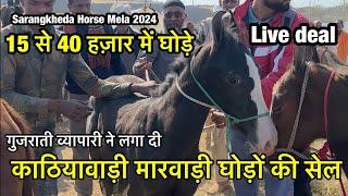 गुजराती खुदरा व्यापारी ने लगा दी मेले में 15 हजार वाले घोड़ों की सेल | sarangkheda horse mela 2024