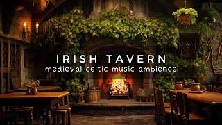 Medieval Irish Tavern While Celtic Travelling Band Plays Ambience  Crackling Fireplace & Chatter