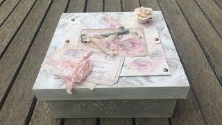 Caja shabby chic con chalk paint y papel