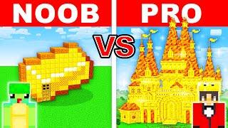 NOOB vs PRO: GOLDEN CASTLE HOUSE Build Challenge in Minecraft!