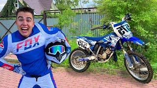 Biker Mr. Joe Started Race Motocross on Motorcycle Yamaha w/ Funny Motorcyclist 13+