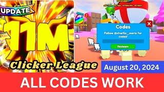 *All Codes Work* Clicker League ROBLOX, August 20, 2024