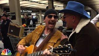 U2 Busks in NYC Subway in Disguise