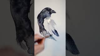 Watercolor Crow painting