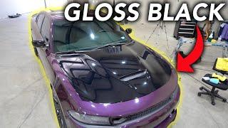 Beginner Tries to Vinyl Wrap Charger Hood in Gloss Black