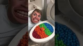 Eating Colorful Chocolate M&M's Candy in Toilet #shorts