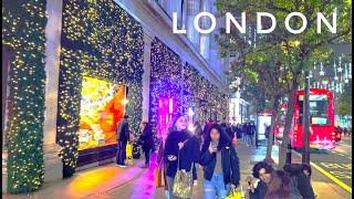  2024 London Christmas Lights  Walking London Oxford Street at Night | London Walk at Christmas 4K