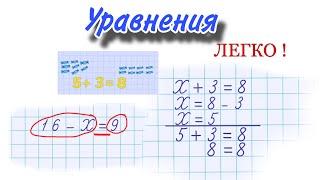 КАК РЕШАТЬ УРАВНЕНИЯ ЛЕГКО / ПРОСТОЕ ОБЪЯСНЕНИЕ / уравнение начальная школа #простыеуравнения