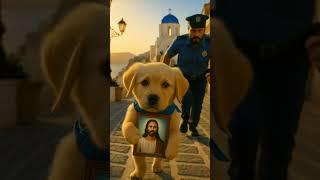 With loyal eyes and steady paws, the dog paints Jesus. ️️️