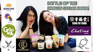 BATTLE OF BROWN SUGAR BOBA XING FU TANG, ONEZO, TIGER SUGAR, KOKUMI, THE ALLEY, GOOMA, KOI, CHATIME