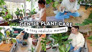 A Cosy, Realistic Morning of Plant Care  Repotting, Rearranging + Watering