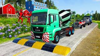 Trucks Cars vs Massive Speed Bumps vs Giant Bulge BeamNG Drive