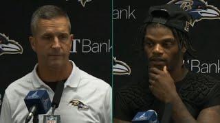 PostGame Interview | John Harbaugh and Lamar Jackson speaks after Ravens 28-25 win over Cowboys