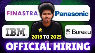 Bureau | Finastra | Panasonic | IBM Off campus drive 2019 to 2025 | Jobs for freshers | Sharmilan