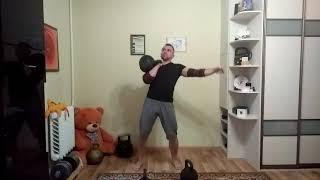 Жим гири 47.5кг по длинному циклу. 47.5kg kettlebell long cycle press