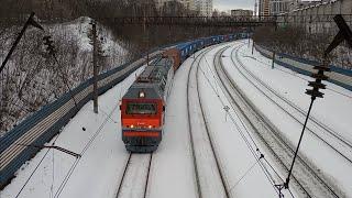 Trains and tones on a railway bridge in Yekaterinburg, Russia on 03/01/2025.