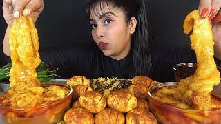 EATING 2KG SPICY FAT CURRY EGG CURRY CHANA MASALA PULAV GRAVY WITH CHILLI | ASMR SHOW | REAL MUKBANG