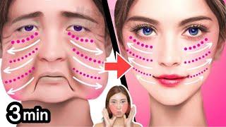 3mins Anti-Aging Face Yoga for Eye Bags, Double Chin, Laugh Lines, Marionette Lines 