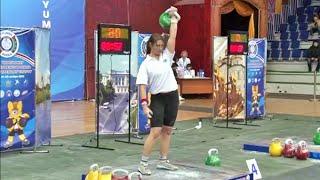 Tatyana Potemkina - kettlebell snatch 166 reps / Татьяна Потемкина - рывок 166 раз