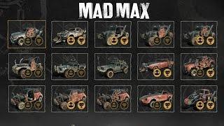 Mad Max - All Collectible Cars Gameplay (All in-game Vehicles) SHOWCASE