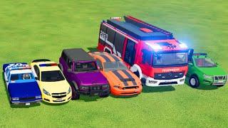 POLICE CAR, FIRE TRUCK, AMBULANCE, COLORFUL CARS FOR TRANSPORTING! -FS 22