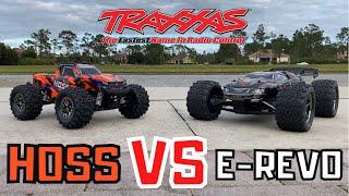 NEW TRAXXAS HOSS RC MONSTER TRUCK VS TRAXXAS E-REVO 1.0 RACE! 60 MPH HIGH SPEED RC CAR RACE!