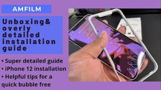 amFilm iPhone 12 tempered screen protector - Unboxing and bubble free installation walk-through