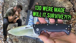 I beat the tar out of a Limited Edition knife with Titanium handle scales designed by Demko!!