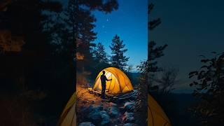 Man Spends the Night in a Tent in the Wilderness | Solo Camping & Nature Sound #bushcraftcabin