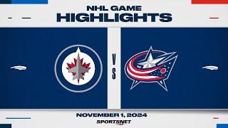 NHL Highlights | Jets vs. Blue Jackets - November 1, 2024