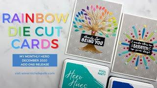 Rainbow Die Cut Cards (My Monthly Hero December 2020)