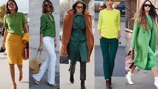 HERMOSAS COMBINACIONES COLOR VERDE, MODA MUJER,  TENDENCIA 2023, OUTFITS Y LOOKS CASUALES, MODERNOS